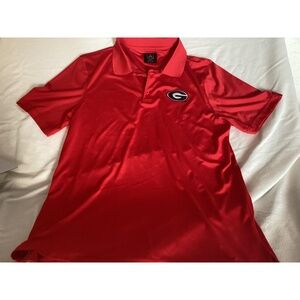 Georgia Bulldogs J.America Polyester Short Sleeve Polo Shirt Mens L Red